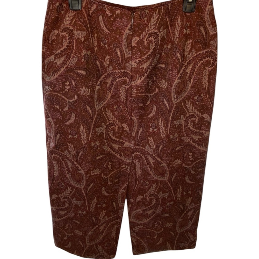 Vintage Parisian Tapestry Skirt Women's 12 Red Brown Winter 90s Fall Art Avant - Picture 9 of 9